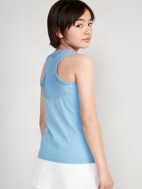 View large product image 4 of 4. Seamless Rib-Knit Racerback Performance Tank Top for Girls