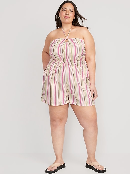 Image number 7 showing, Striped O-Ring Halter Romper -- 3.5-inch inseam