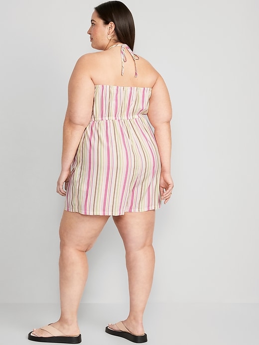 Image number 8 showing, Striped O-Ring Halter Romper -- 3.5-inch inseam