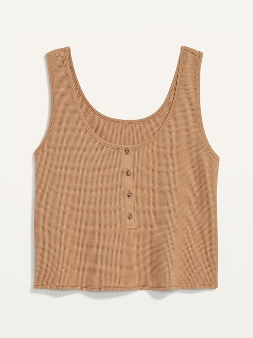 Image number 3 showing, Thermal-Knit Cropped Henley Tank Top