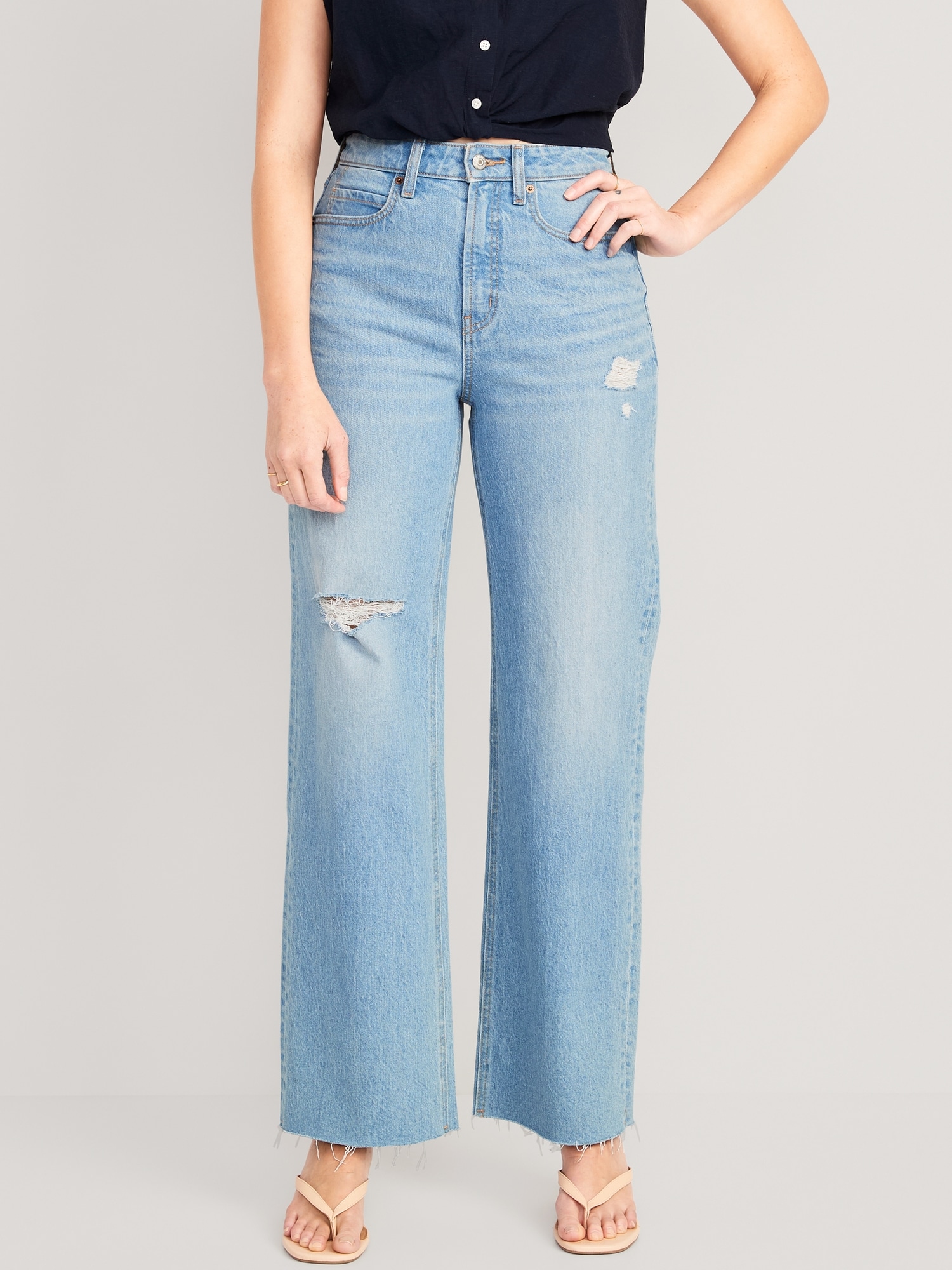 Curvy Extra High-Waisted Cut-Off Wide-Leg Jeans for Women | Old Navy