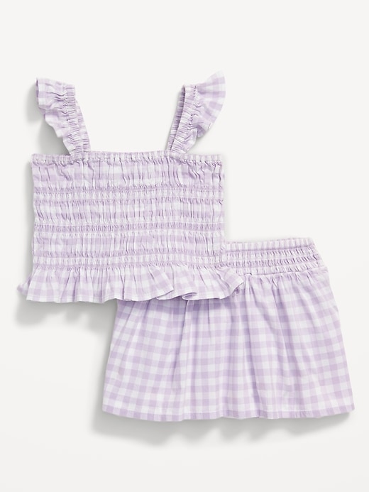View large product image 1 of 3. Printed Sleeveless Smocked Top & Skirt Set for Baby