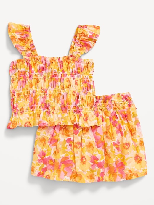 View large product image 2 of 4. Matching Printed Sleeveless Smocked Top & Skirt Set for Baby