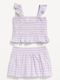 View large product image 3 of 3. Printed Sleeveless Smocked Top & Skirt Set for Baby