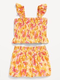 View large product image 3 of 4. Matching Printed Sleeveless Smocked Top & Skirt Set for Baby
