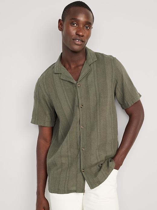 Short-Sleeve Linen-Blend Camp Shirt | Old Navy