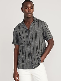 Linen Shirt Short Sleeve - Navy