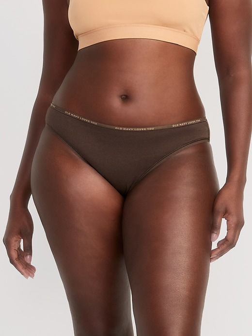L'image numéro 5 présente Culotte bikini passe-partout en coton à logo à taille mi-basse