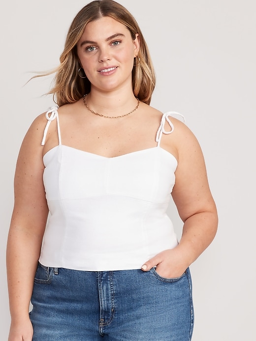 Image number 7 showing, Fitted Linen-Blend Crop Top