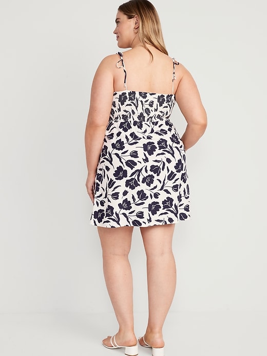 Image number 7 showing, Fit & Flare Tie-Strap Linen-Blend Mini Dress