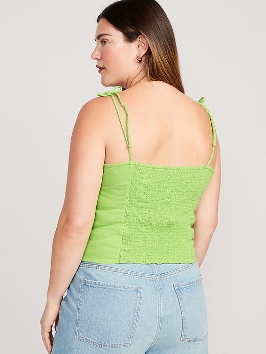 Image number 8 showing, Fitted Linen-Blend Crop Top