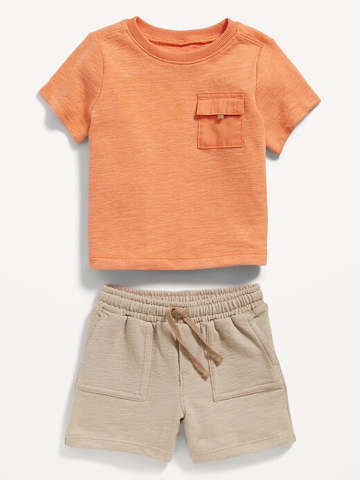 View large product image 2 of 2. Textured Pocket T-Shirt and Pull-On Shorts Set for Baby