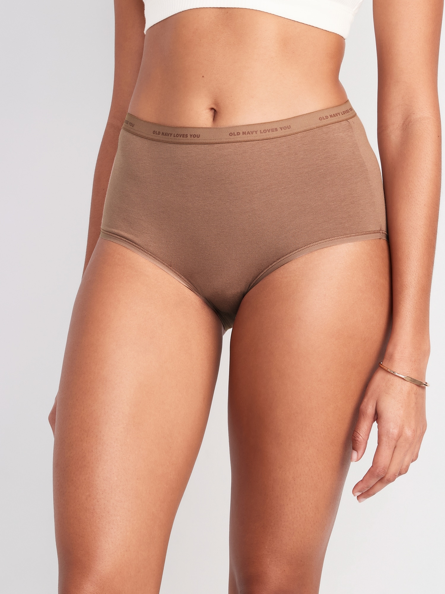 Old Navy High-Waisted Logo Graphic Bikini Underwear for Women brown. 1