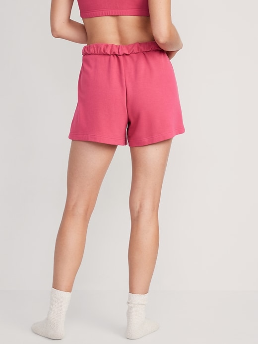 Image number 2 showing, High-Waisted Roll-Down Snuggly Fleece Pajama Sweat Shorts -- 4-inch inseam