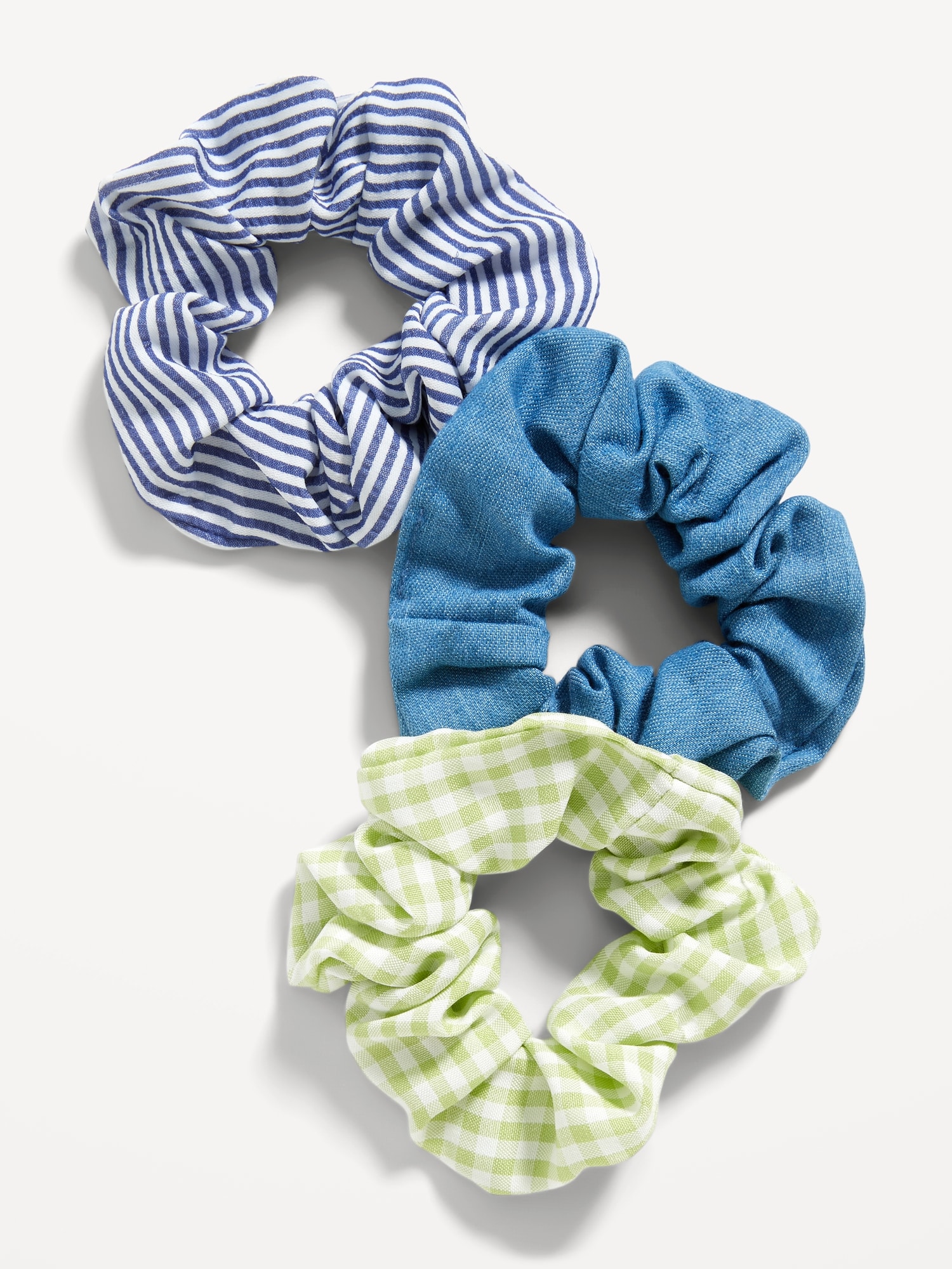 Old Navy Mixed-Fabric Hair Scrunchies 3-Pack for Women green. 1