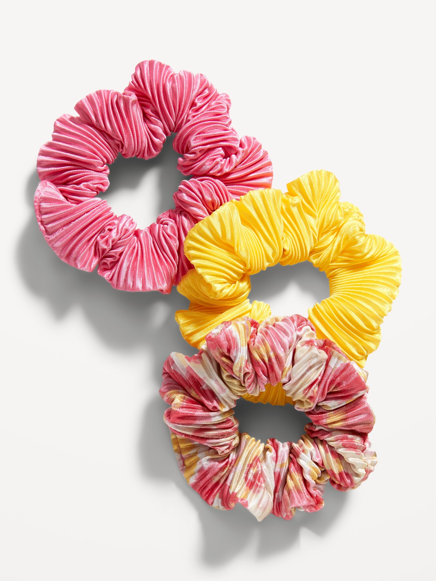 Old Navy Mixed-Fabric Hair Scrunchies 3-Pack for Women yellow. 1