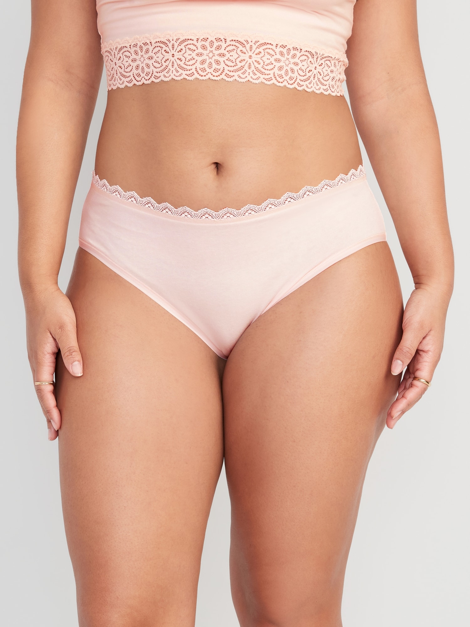 Super Soft Lace Detail High Waist Bikini Panty - Mauve
