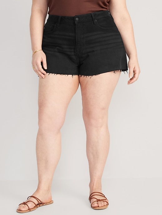 Image number 6 showing, Curvy High-Waisted OG Straight Black Cut-Off Jean Shorts -- 3-inch inseam