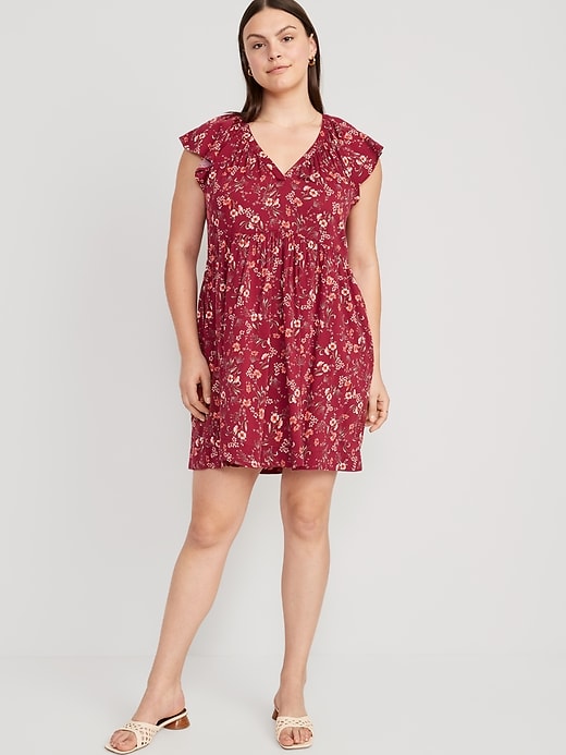 Image number 5 showing, Flutter-Sleeve Floral-Print Mini Swing Dress for Women