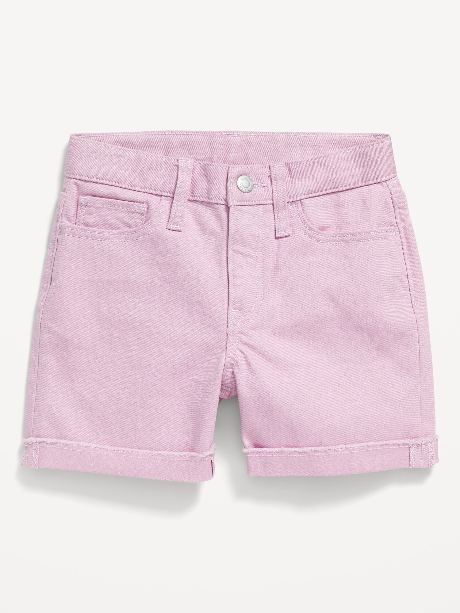 Old Navy High-Waisted Rolled-Cuff Twill Midi Shorts for Girls pink. 1