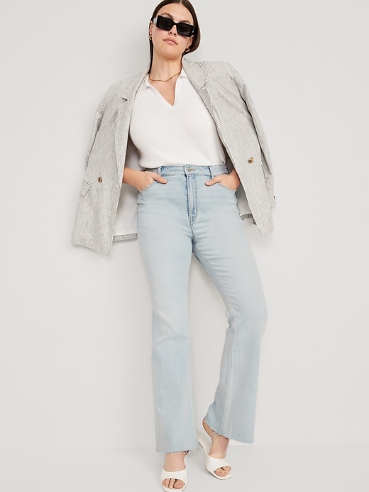 Image number 3 showing, Higher High-Waisted Cut-Off Flare Jeans