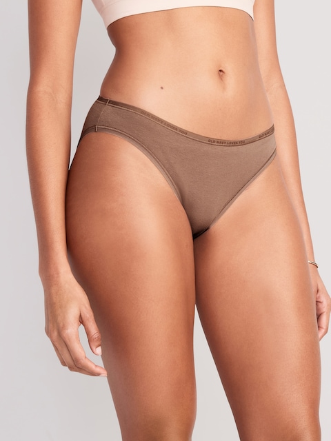 CULOTTE BIKINI PASSE-PARTOUT EN COTON À LOGO À TAILLE MI-BASSE