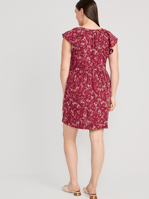 Image number 6 showing, Flutter-Sleeve Floral-Print Mini Swing Dress for Women