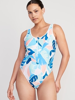 Zipper one clearance piece swimsuit