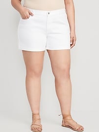 Mid-Rise Wow White Jean Shorts for Women -- 5-inch inseam
