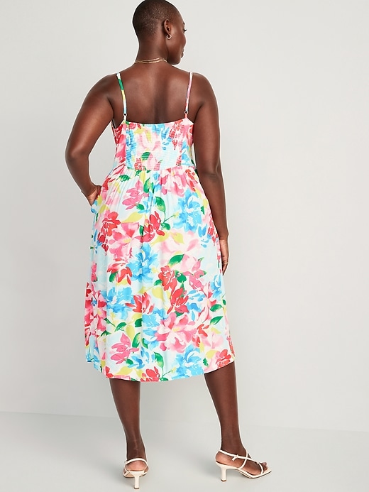 Linen-Blend Cami Midi Dress in Tropicale Floral