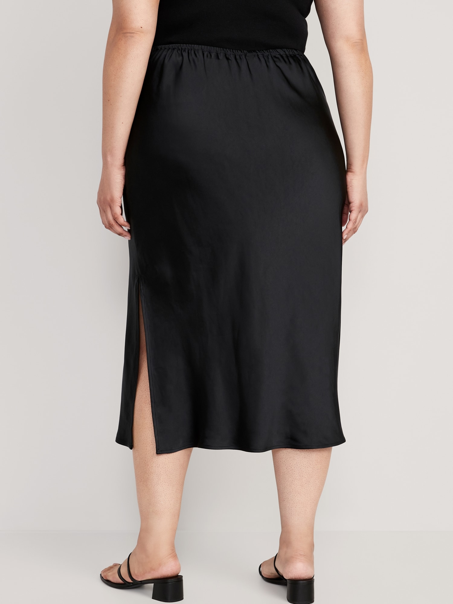 Silk Skirt Black Silk Satin Skirt Bias Cut Silk Slip Skirt Midi