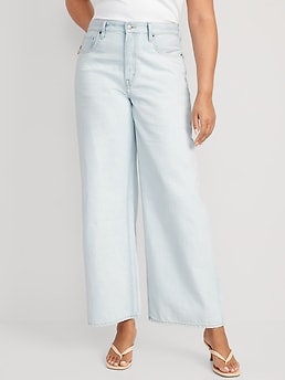 High-Waisted Super Baggy Wide-Leg Non-Stretch Jeans for Girls