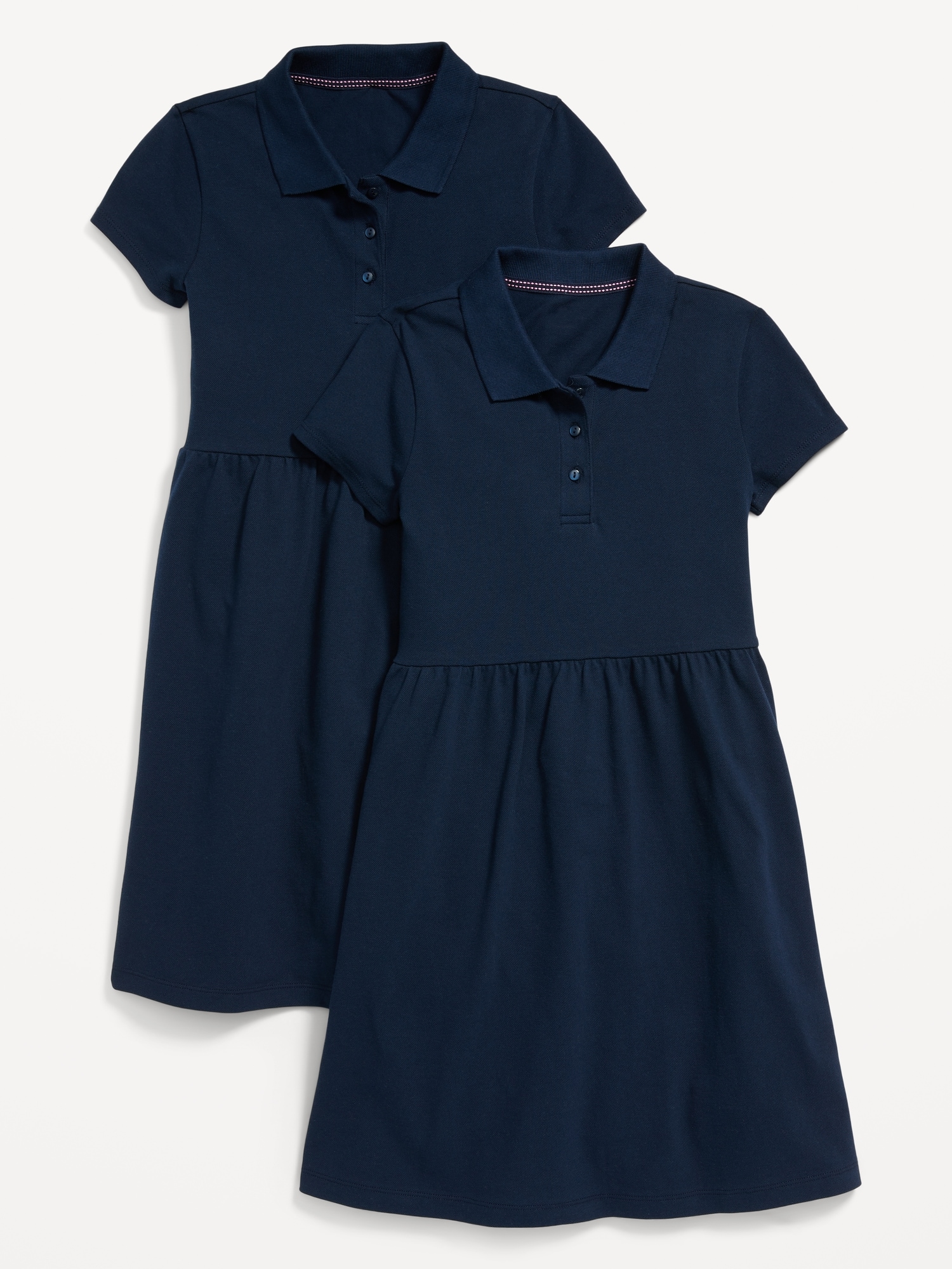 School Uniform Fit Flare Pique Polo Dress 2 Pack for Girls Old