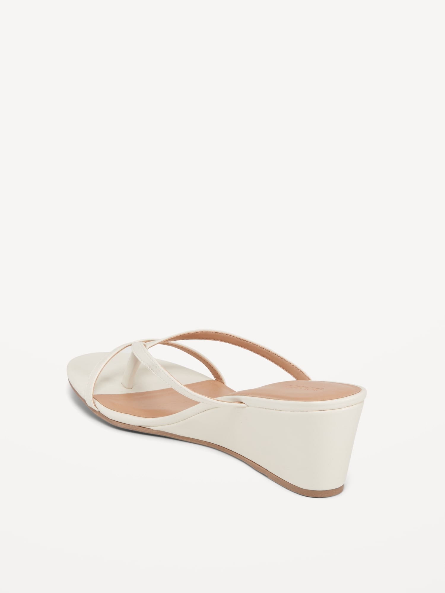 White Simple Slip on Strappy Wedge Sandals