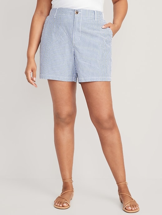 Image number 4 showing, High-Waisted OGC Chino Seersucker Pull-On Shorts -- 3.5-inch inseam