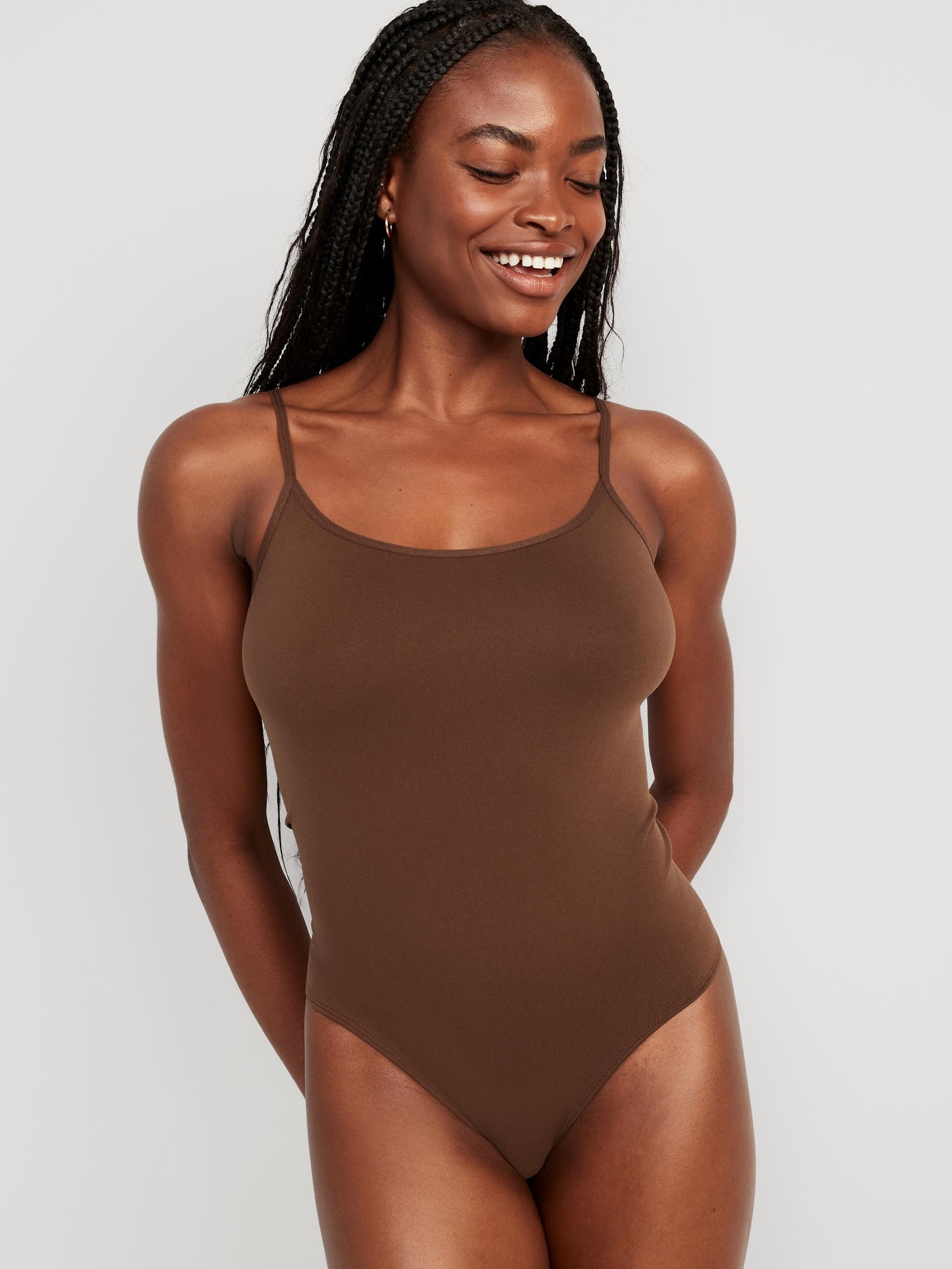 Old Navy Seamless Cami Bodysuit for Women brown. 1