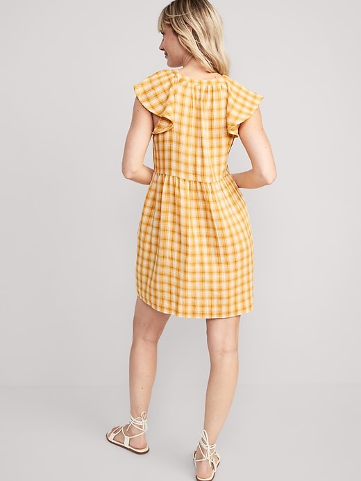 Image number 2 showing, Flutter-Sleeve Plaid Mini Swing Dress for Women