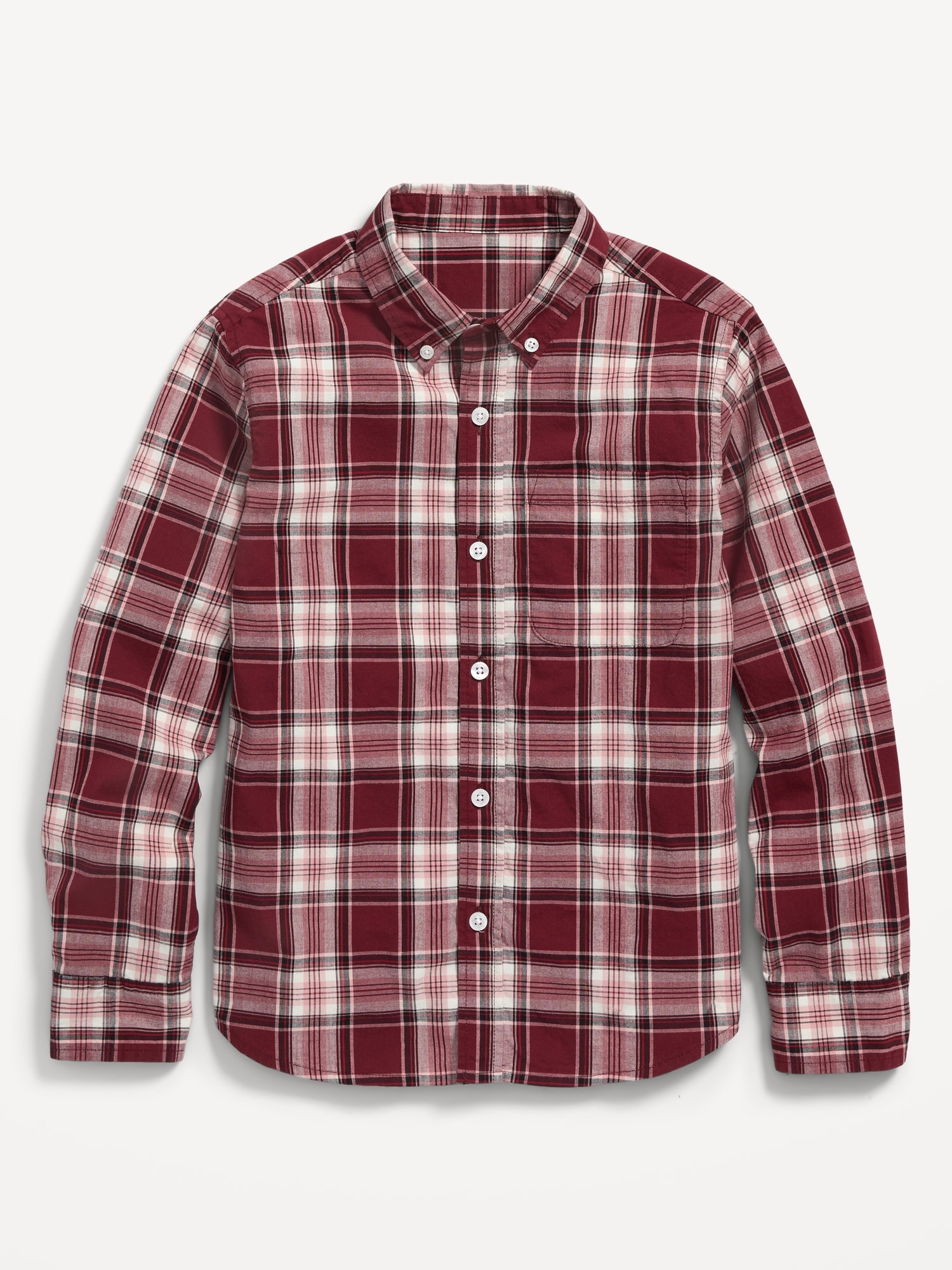 Old Navy Patterned Poplin Built-In Flex Shirt for Boys red. 1