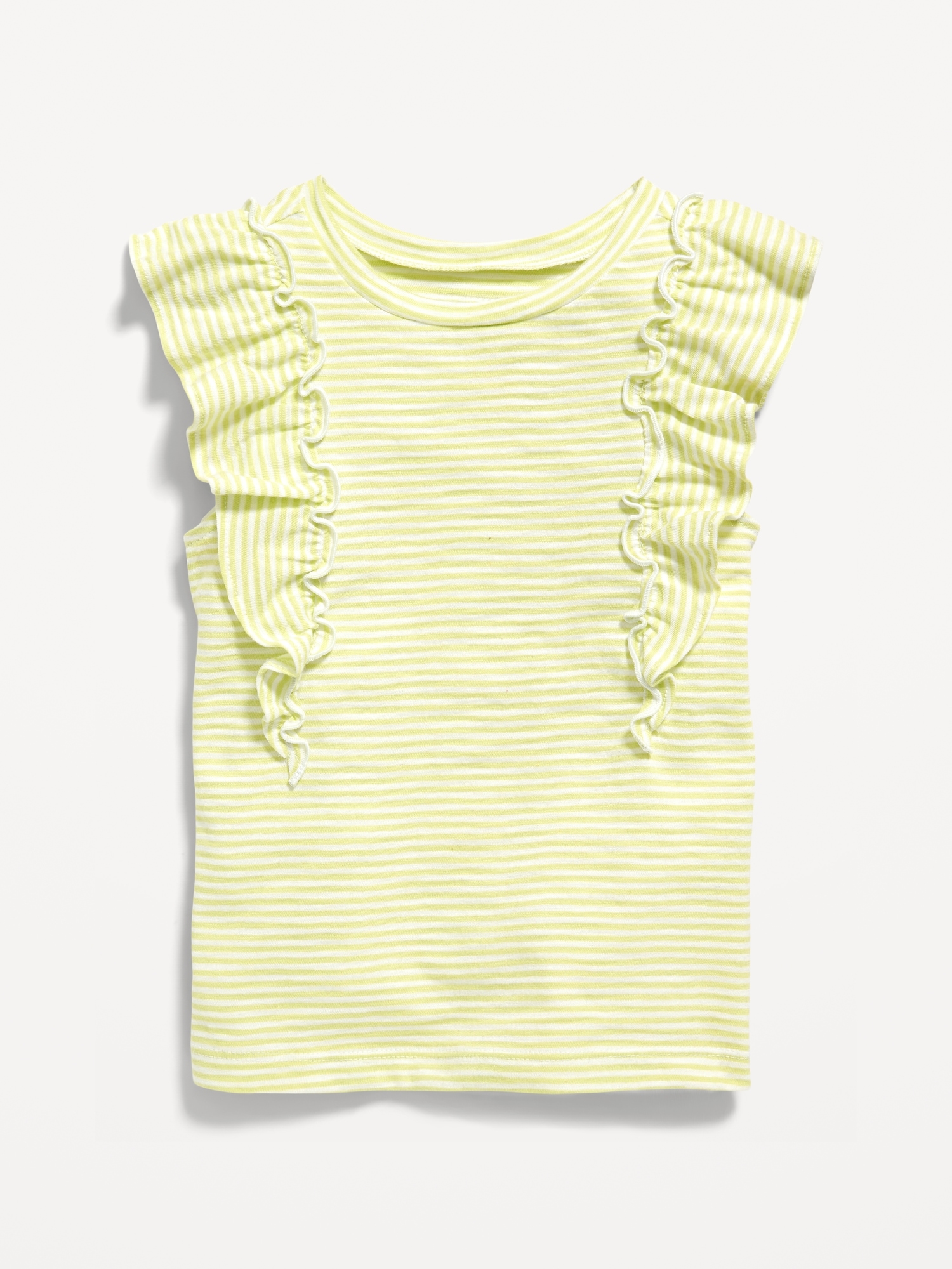 Old Navy Ruffle-Sleeve Slub-Knit Top for Toddler Girls green. 1