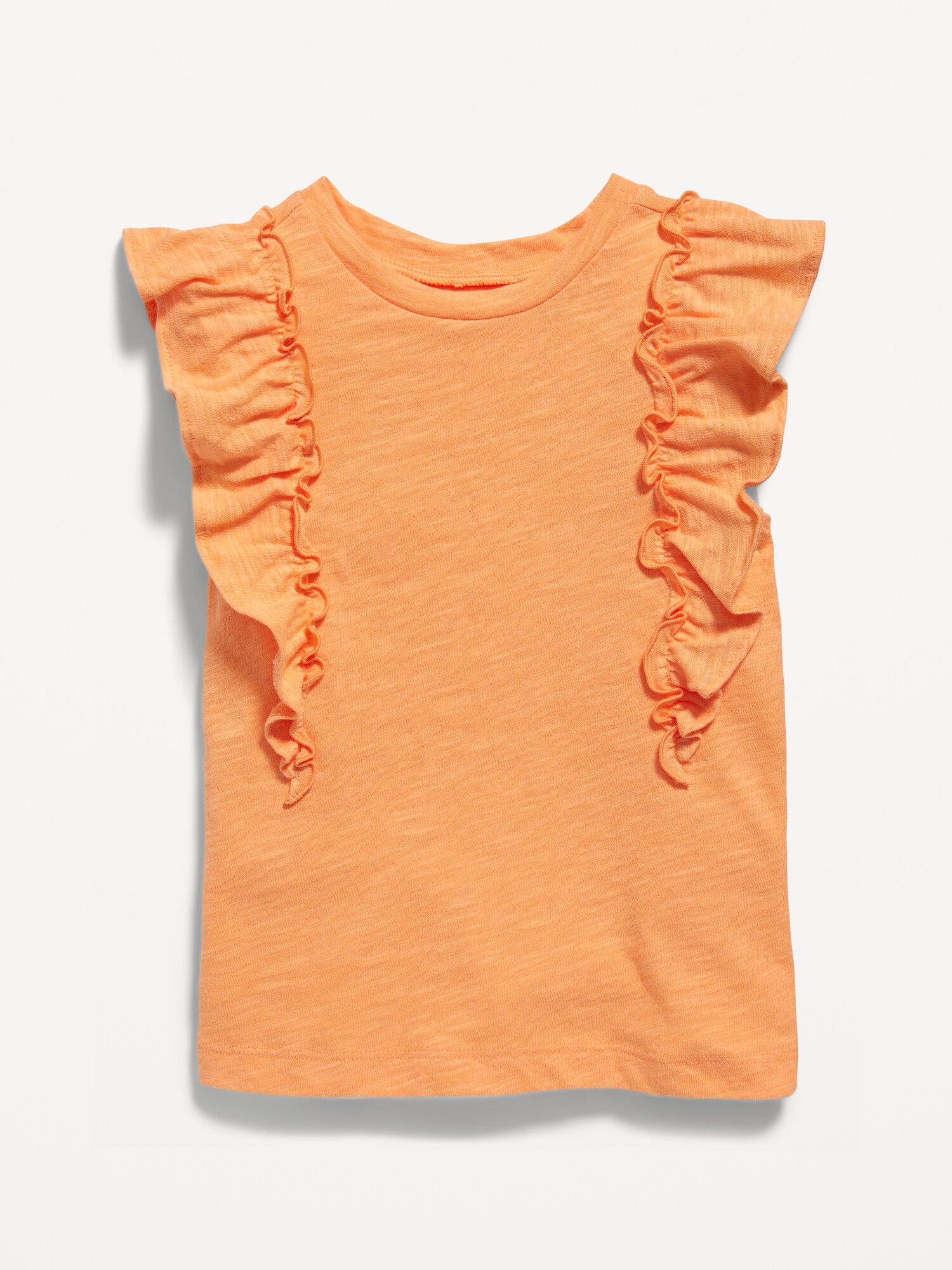 Old Navy Ruffle-Sleeve Slub-Knit Top for Toddler Girls orange. 1