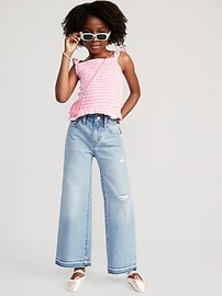 View large product image 3 of 5. High-Waisted Baggy Ripped Wide-Leg Jeans for Girls