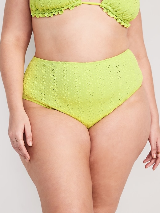 Image number 7 showing, High-Waisted Eyelet Bikini Swim Bottoms