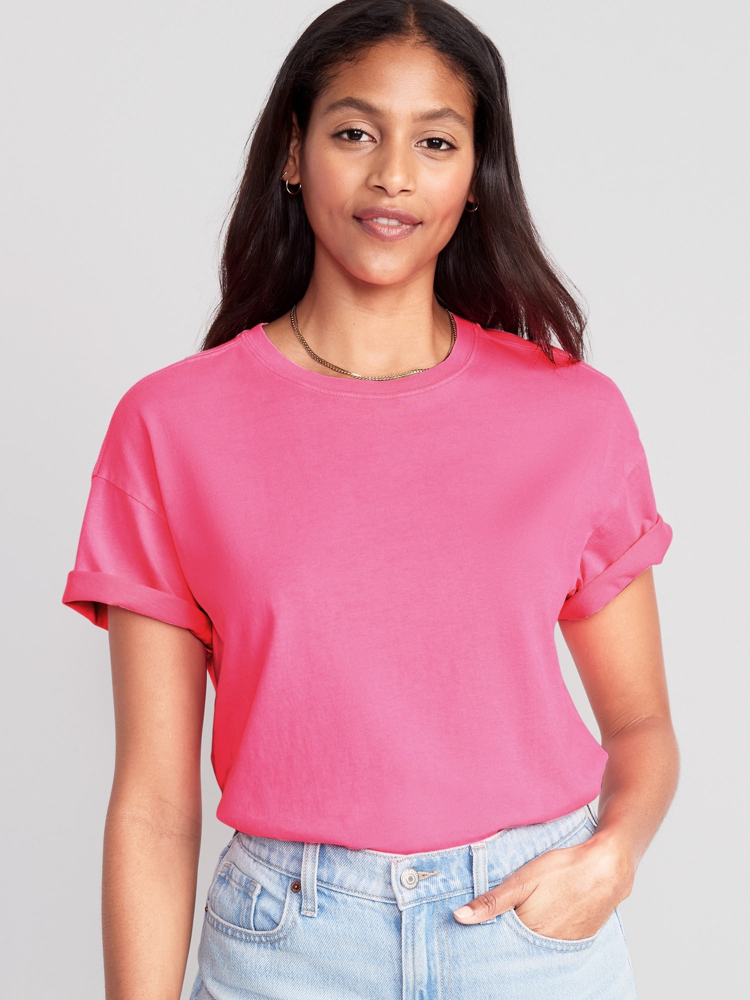 Old Navy Vintage Crew-Neck T-Shirt for Women pink. 1