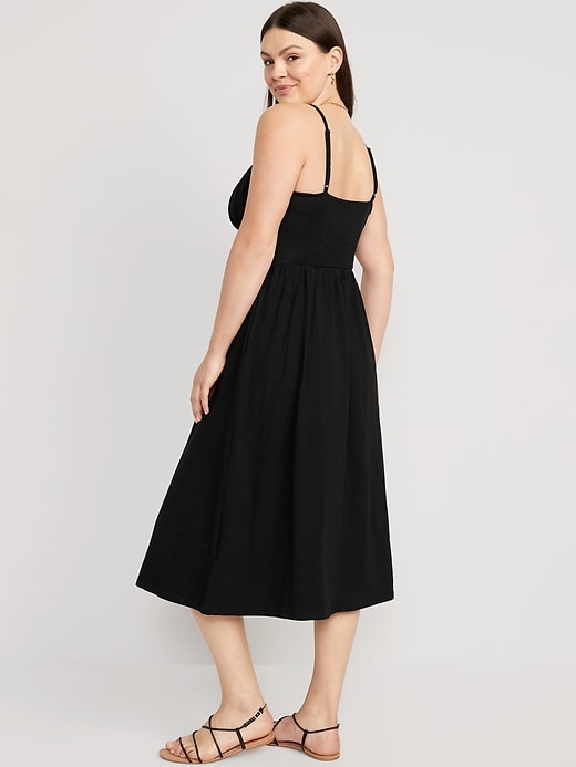 Image number 5 showing, Fit & Flare Tie-Front Cami Midi Dress