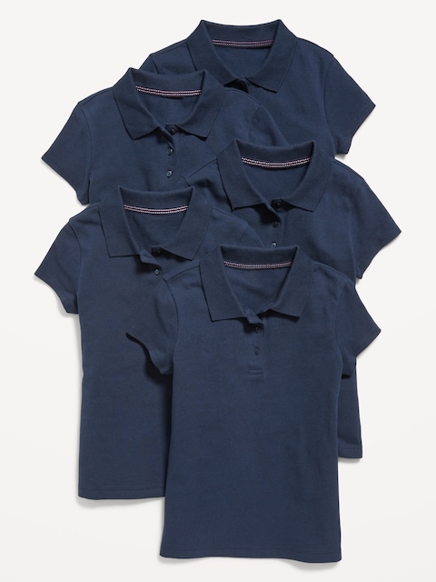 Uniform Pique Polo Shirt 5-Pack for Girls