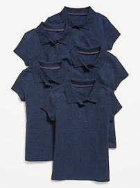 Image number 1 showing, Uniform Pique Polo Shirt 5-Pack for Girls
