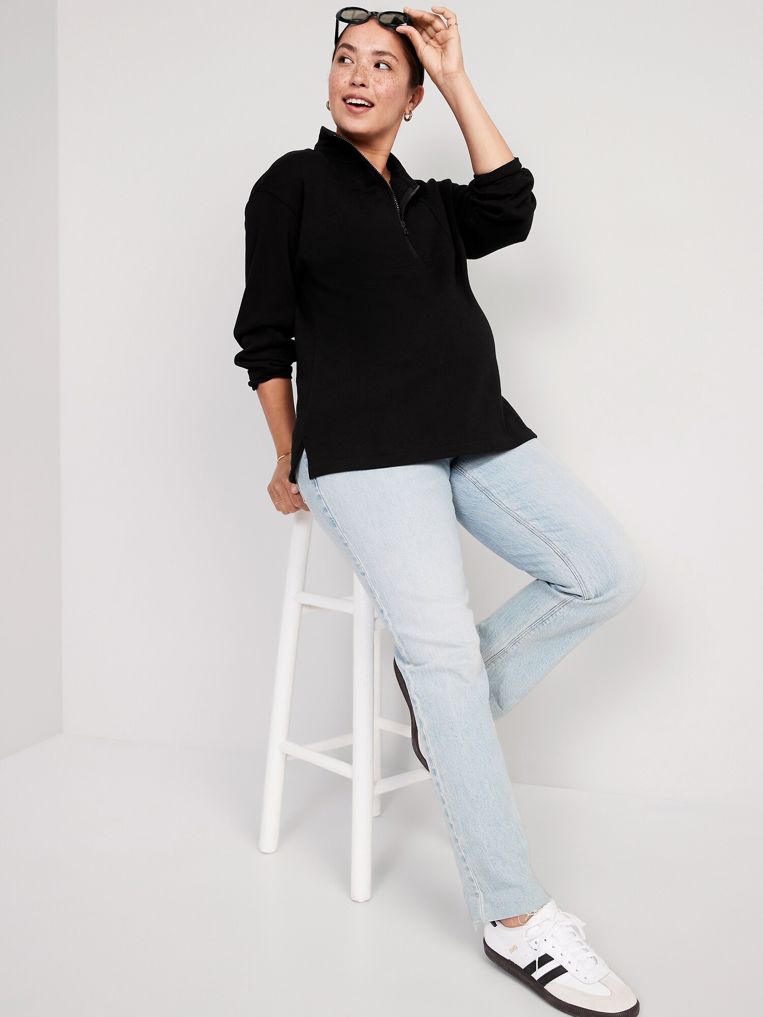 Maternity QuarterZip Pullover Sweatshirt Old Navy