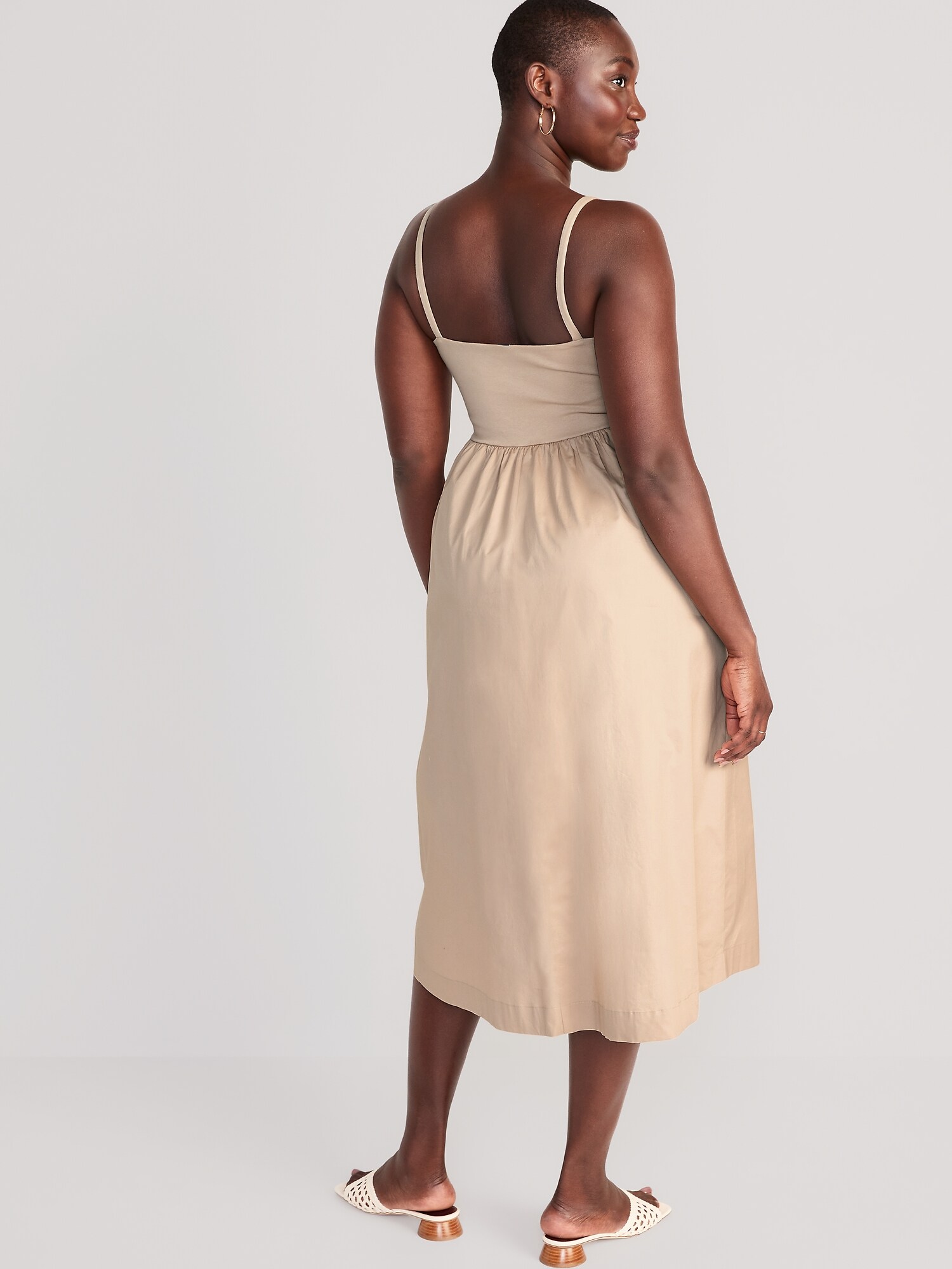 Fit & Flare Combination Midi Cami Dress | Old Navy