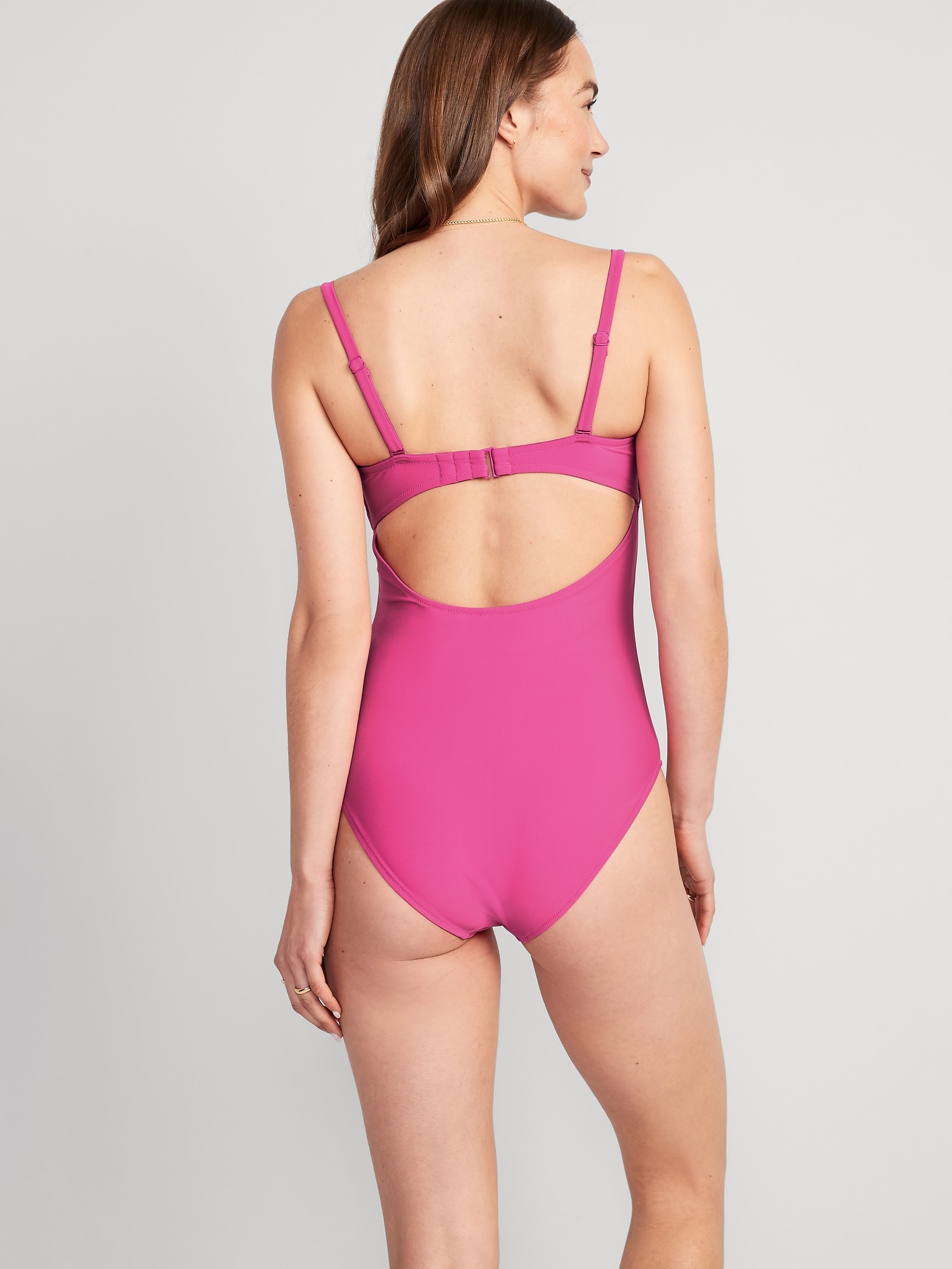 Tie-Front Keyhole Bandeau-Style One-Piece Swimsuit for Women