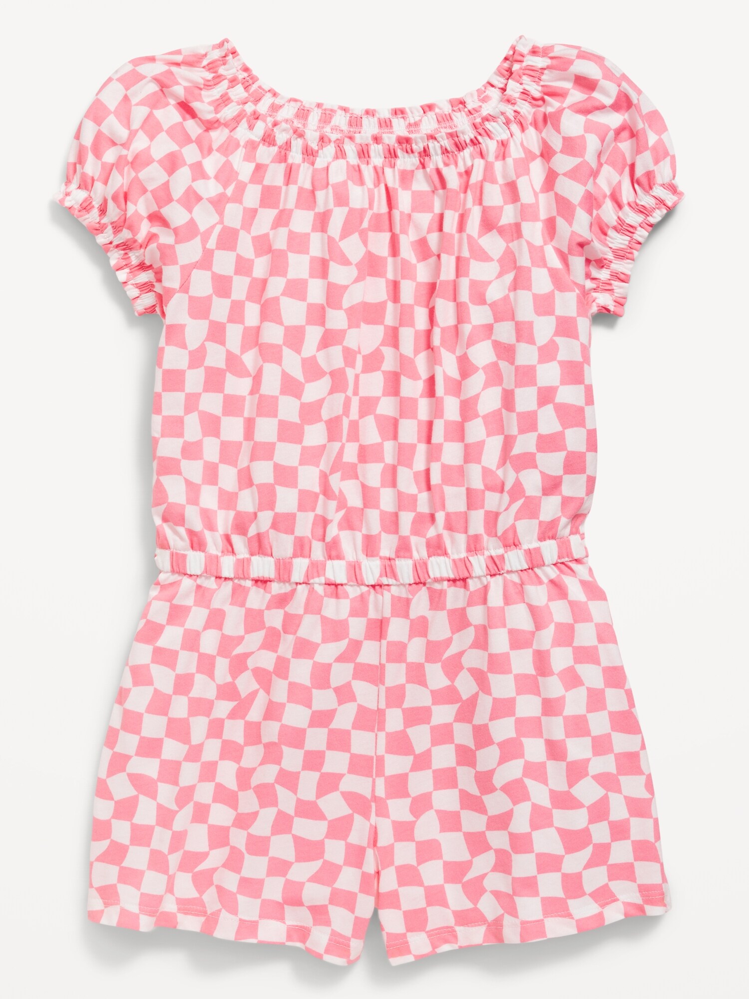 Old Navy Puff-Sleeve Jersey-Knit Romper for Girls pink. 1